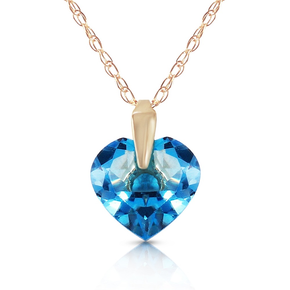 14K. SOLID GOLD NECKLACE WITH NATURAL BLUE TOPAZ - Picture 2 of 6